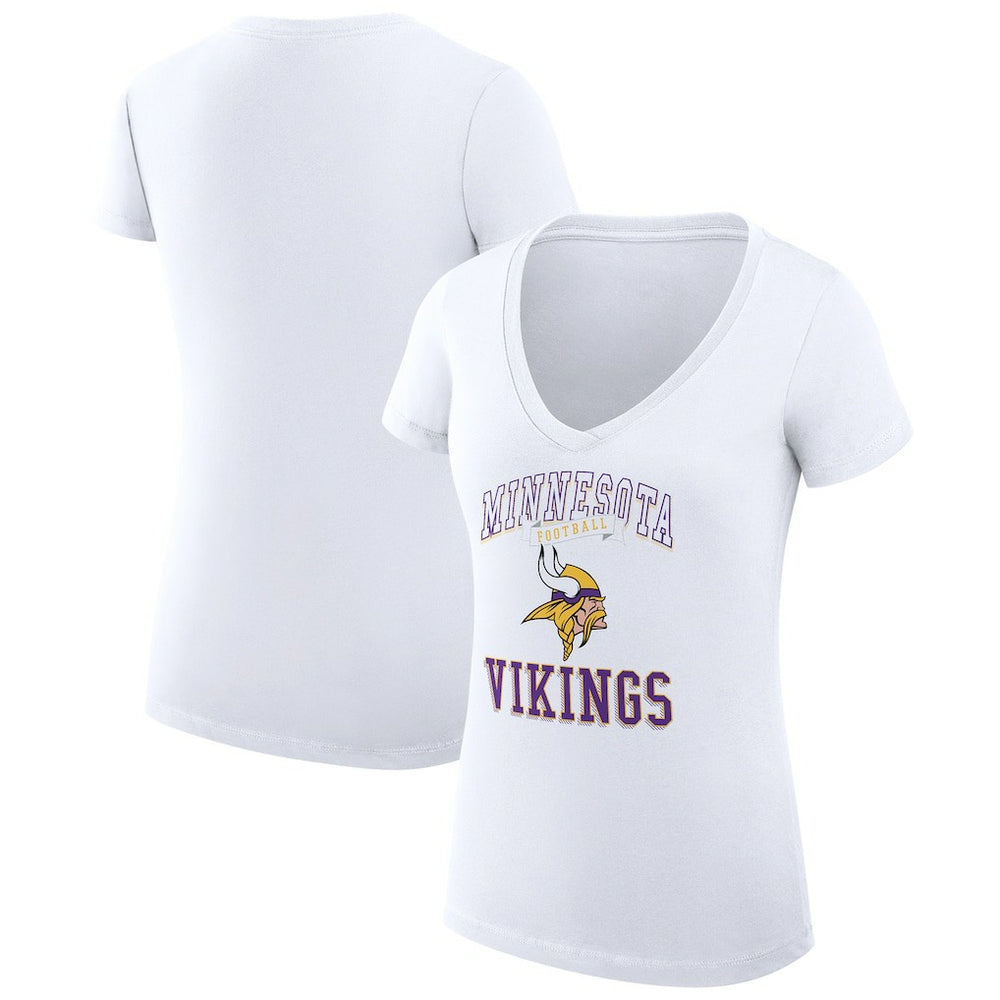 Minnesota Vikings G-III 4Her by Carl Banks Women's Super-Slim Fit Lightweight Team Logo Graphic V-Neck T-Shirt - White - NFL