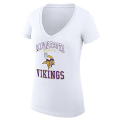 Minnesota Vikings G-III 4Her by Carl Banks Women's Super-Slim Fit Lightweight Team Logo Graphic V-Neck T-Shirt - White - NFL