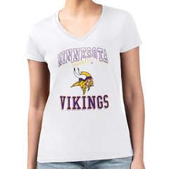 Minnesota Vikings G-III 4Her by Carl Banks Women's Super-Slim Fit Lightweight Team Logo Graphic V-Neck T-Shirt - White - NFL