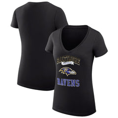 Baltimore Ravens G-III 4Her by Carl Banks Women's Super-Slim Fit Lightweight Team Logo Graphic V-Neck T-Shirt - Black - NFL