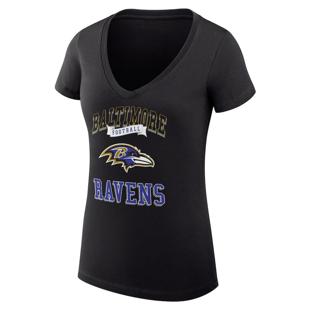 Baltimore Ravens G-III 4Her by Carl Banks Women's Super-Slim Fit Lightweight Team Logo Graphic V-Neck T-Shirt - Black - NFL