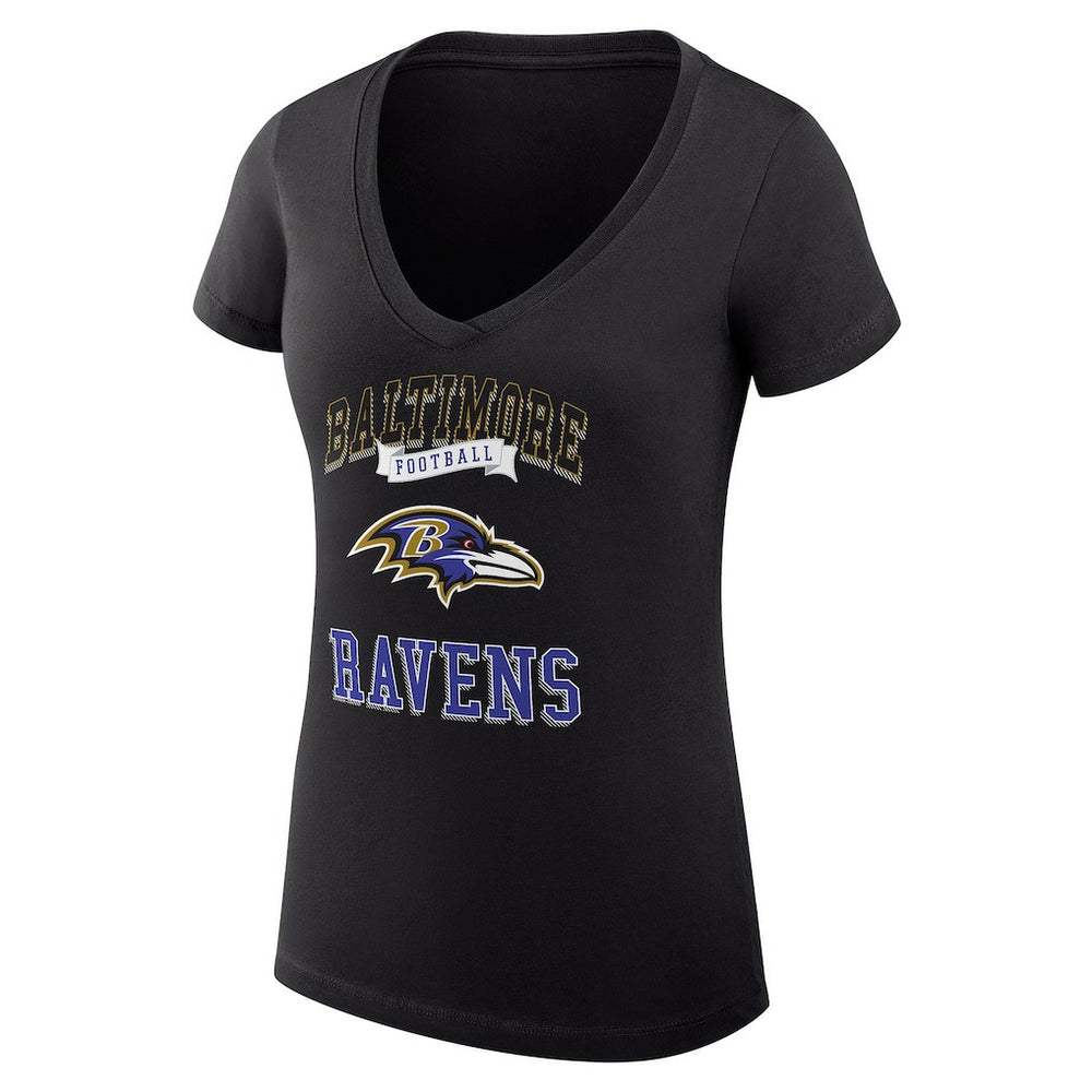 Baltimore Ravens G-III 4Her by Carl Banks Women's Super-Slim Fit Lightweight Team Logo Graphic V-Neck T-Shirt - Black - NFL