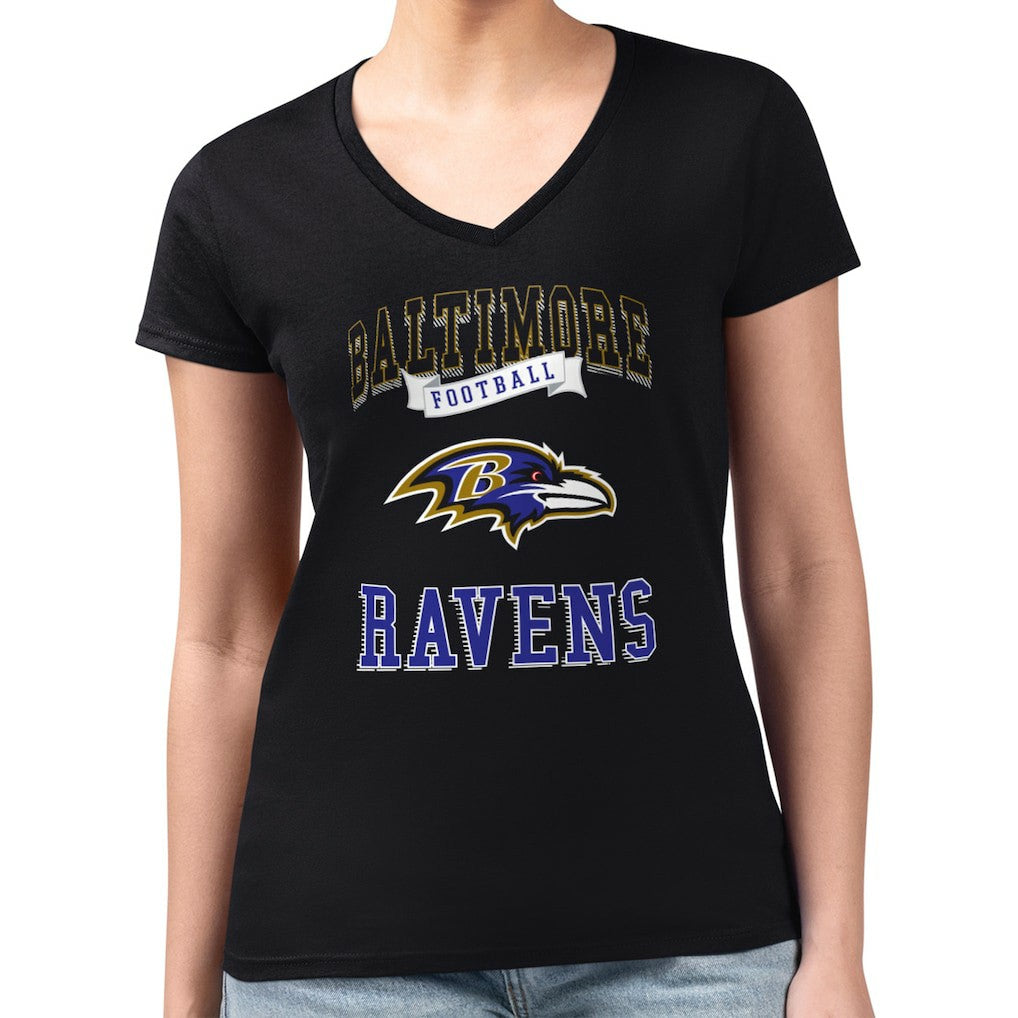 Baltimore Ravens G-III 4Her by Carl Banks Women's Super-Slim Fit Lightweight Team Logo Graphic V-Neck T-Shirt - Black - NFL