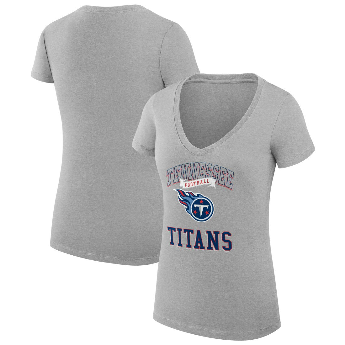 Tennessee Titans G-III 4Her by Carl Banks Women's Super-Slim Fit Lightweight Team Logo Graphic V-Neck T-Shirt - Heather Gray - NFL