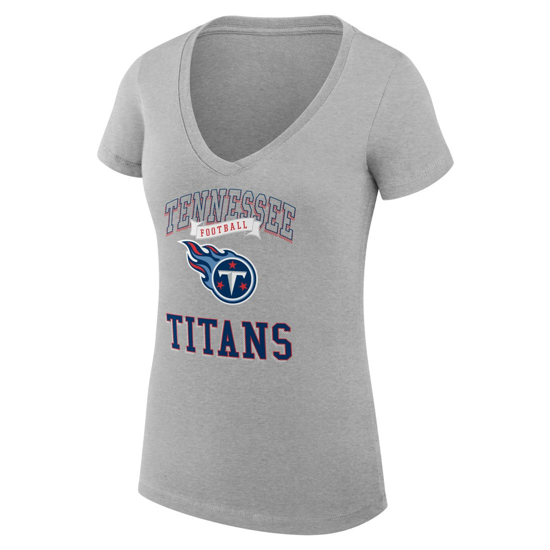Tennessee Titans G-III 4Her by Carl Banks Women's Super-Slim Fit Lightweight Team Logo Graphic V-Neck T-Shirt - Heather Gray - NFL