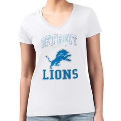 Detroit Lions G-III 4Her by Carl Banks Women's Super-Slim Fit Lightweight Team Logo Graphic V-Neck T-Shirt - White - NFL
