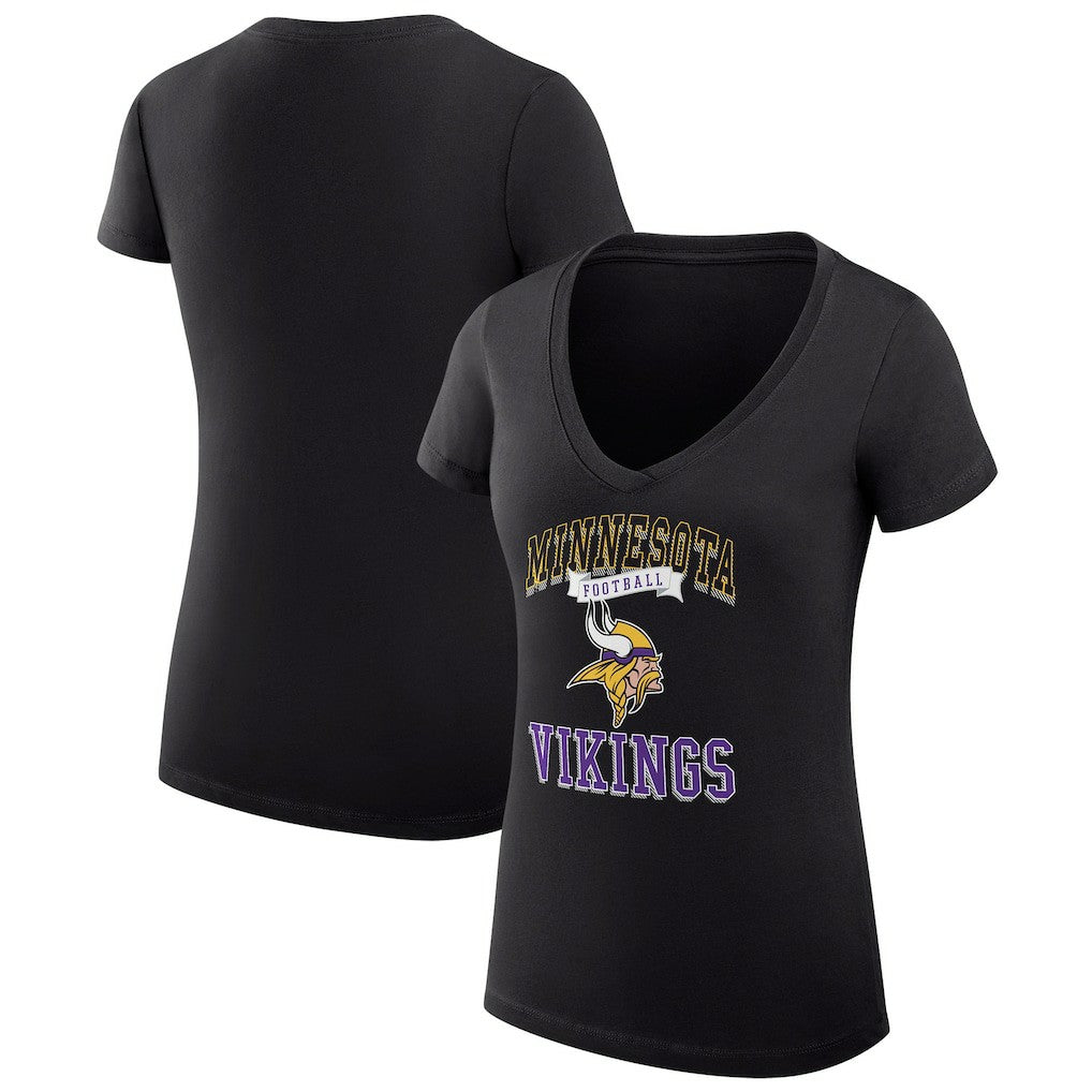 Minnesota Vikings G-III 4Her by Carl Banks Women's Super-Slim Fit Lightweight Team Logo Graphic V-Neck T-Shirt - Black - NFL