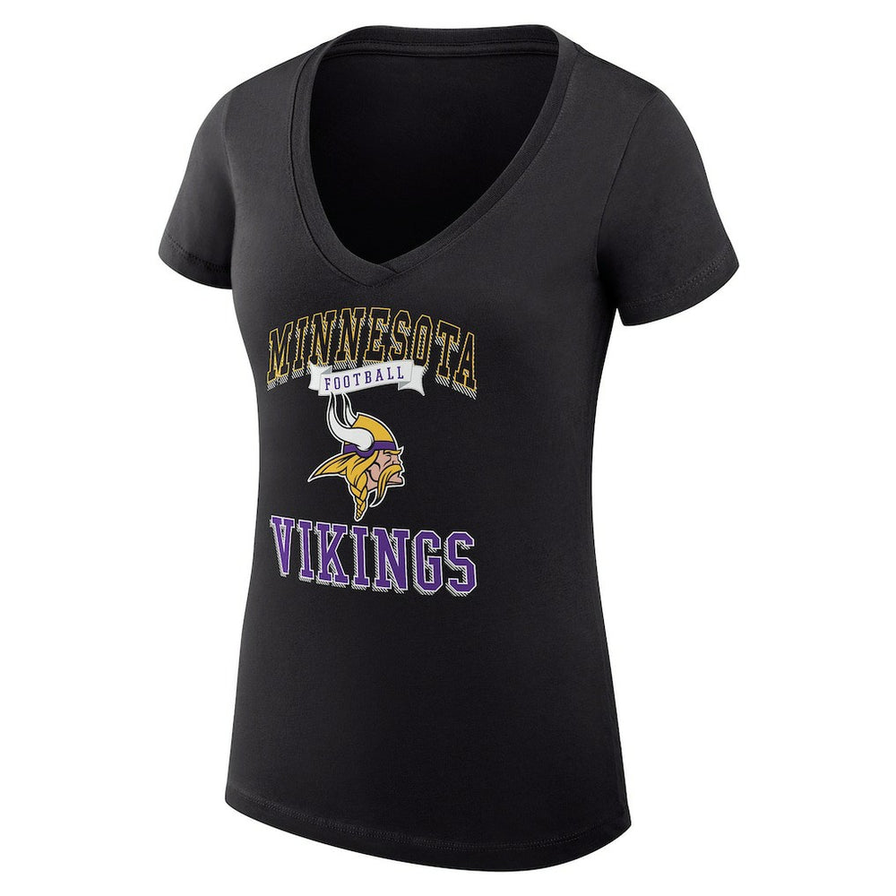 Minnesota Vikings G-III 4Her by Carl Banks Women's Super-Slim Fit Lightweight Team Logo Graphic V-Neck T-Shirt - Black - NFL