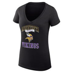 Minnesota Vikings G-III 4Her by Carl Banks Women's Super-Slim Fit Lightweight Team Logo Graphic V-Neck T-Shirt - Black - NFL