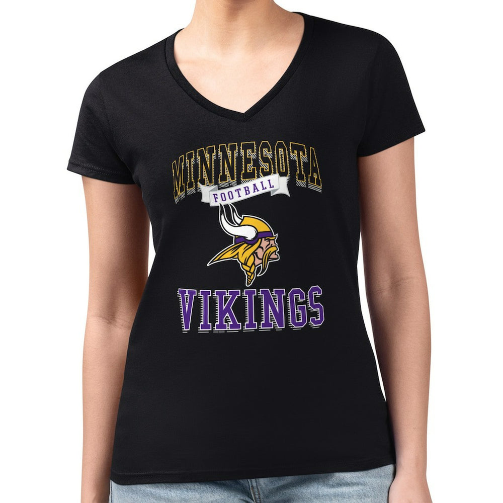 Minnesota Vikings G-III 4Her by Carl Banks Women's Super-Slim Fit Lightweight Team Logo Graphic V-Neck T-Shirt - Black - NFL