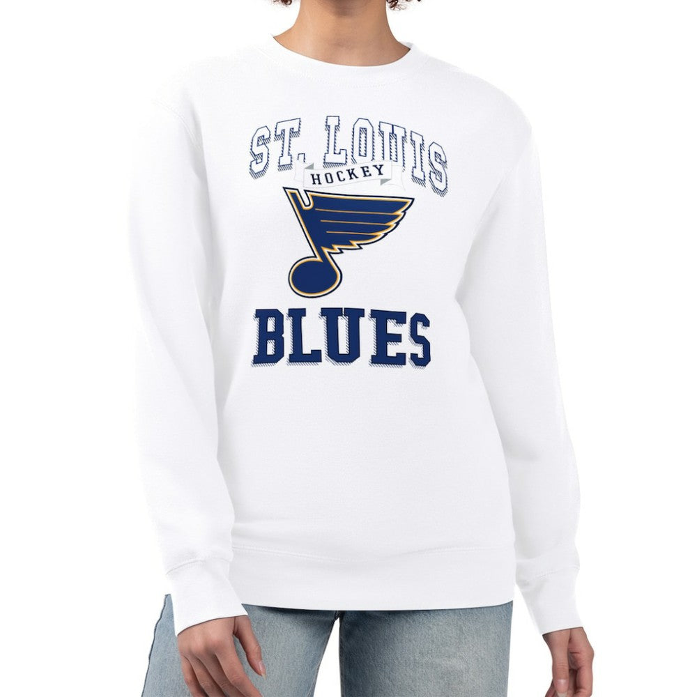 St. Louis Blues G-III 4Her by Carl Banks Women's Team Logo Tri-Blend Fleece Pullover Sweatshirt - White | NHL on sale