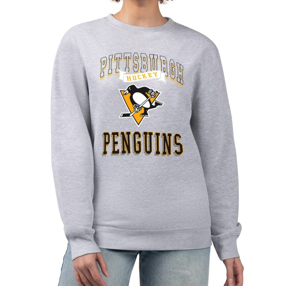 Pittsburgh Penguins G-III 4Her by Carl Banks Women's Team Logo Tri-Blend Fleece Pullover Sweatshirt - Heather Gray | NHL Lifestyle