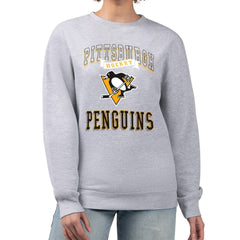 Pittsburgh Penguins G-III 4Her by Carl Banks Women's Team Logo Tri-Blend Fleece Pullover Sweatshirt - Heather Gray | NHL Lifestyle