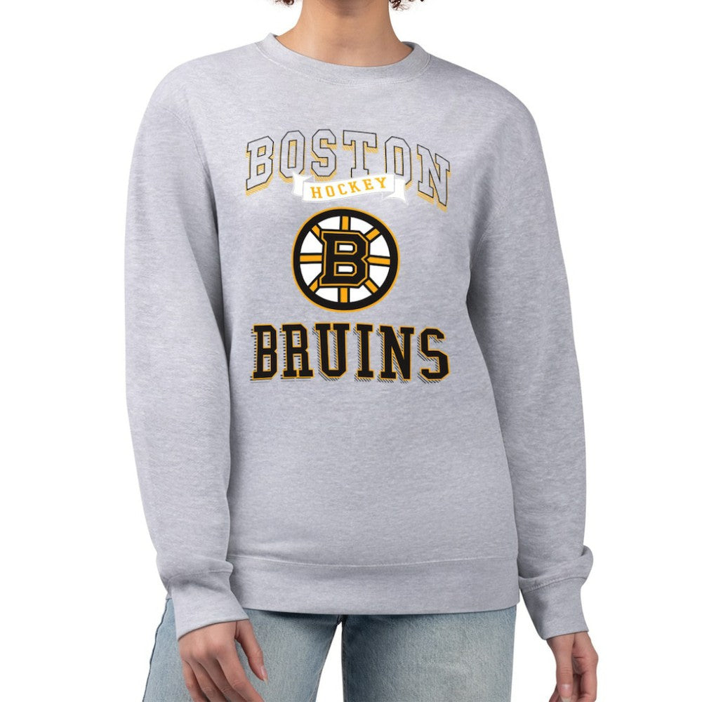 Boston Bruins G-III 4Her by Carl Banks Women's Team Logo Tri-Blend Fleece Pullover Sweatshirt - Heather Gray | NHL near me