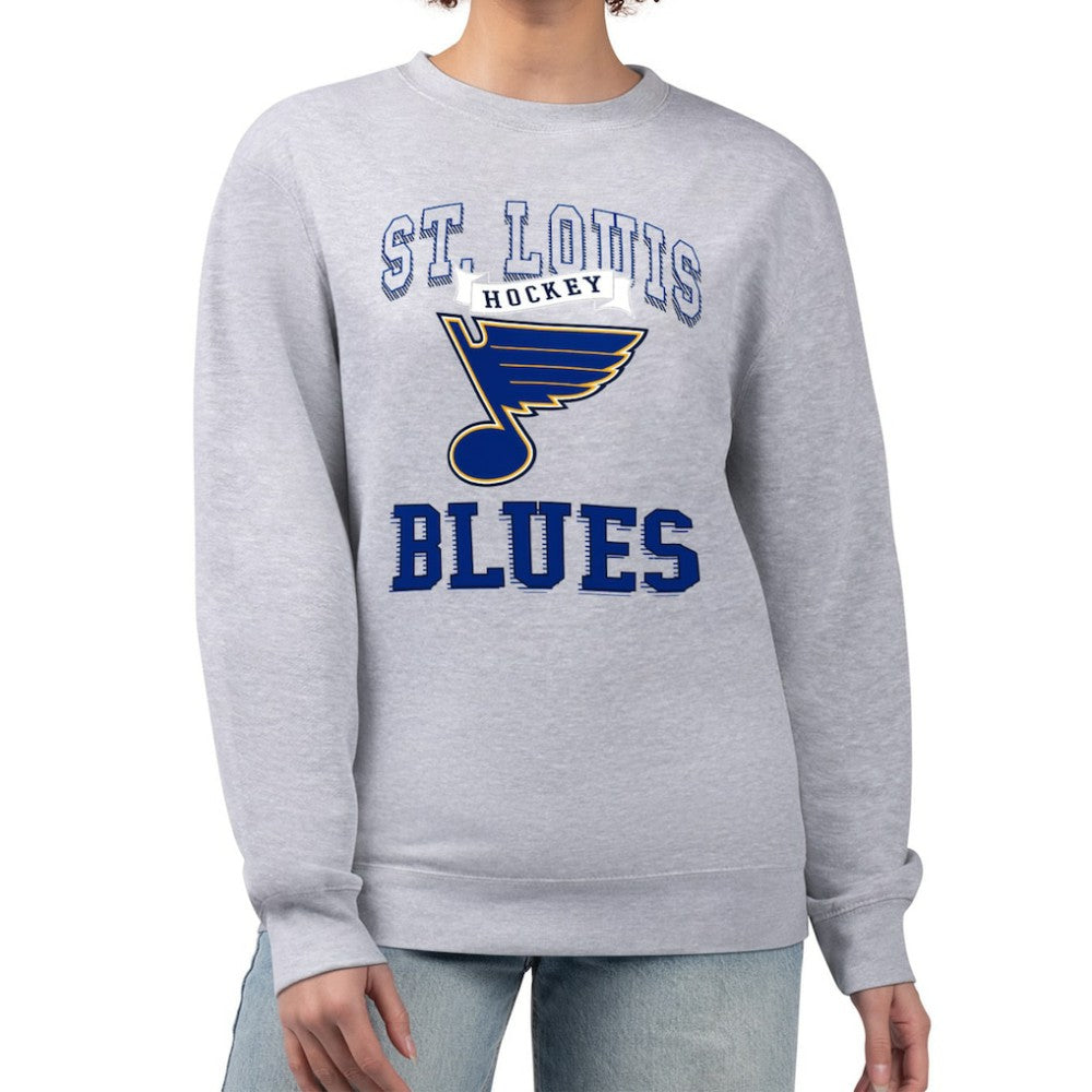 St. Louis Blues G-III 4Her by Carl Banks Women's Team Logo Tri-Blend Fleece Pullover Sweatshirt - Heather Gray | NHL online