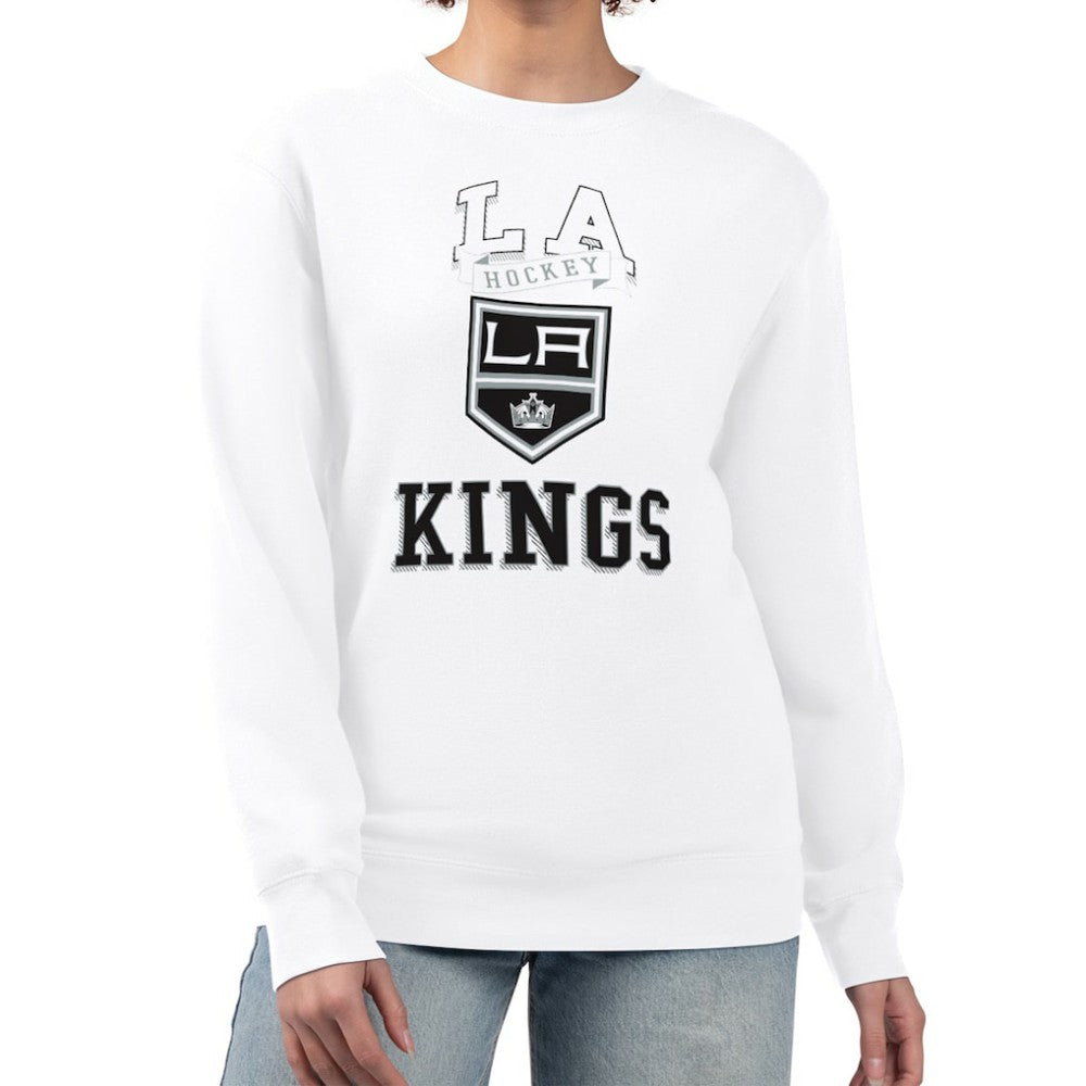 Los Angeles Kings G-III 4Her by Carl Banks Women's Team Logo Tri-Blend Fleece Pullover Sweatshirt - White | NHL Clearance