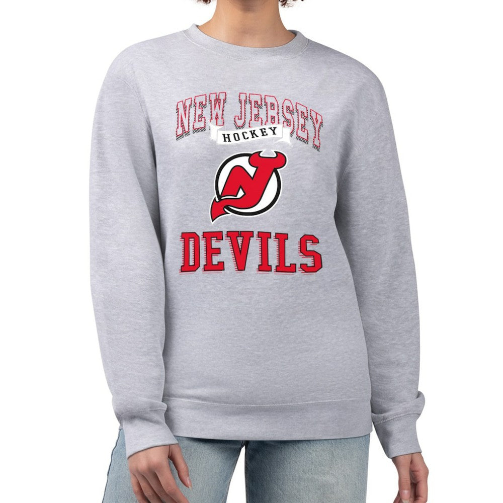 New Jersey Devils G-III 4Her by Carl Banks Women's Team Logo Tri-Blend Fleece Pullover Sweatshirt - Heather Gray | NHL near me
