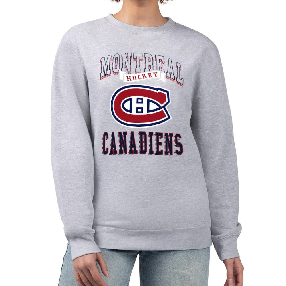 Montreal Canadiens G-III 4Her by Carl Banks Women's Team Logo Tri-Blend Fleece Pullover Sweatshirt - Heather Gray | NHL Lifestyle