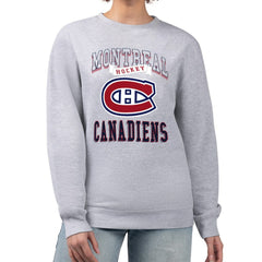 Montreal Canadiens G-III 4Her by Carl Banks Women's Team Logo Tri-Blend Fleece Pullover Sweatshirt - Heather Gray | NHL Lifestyle