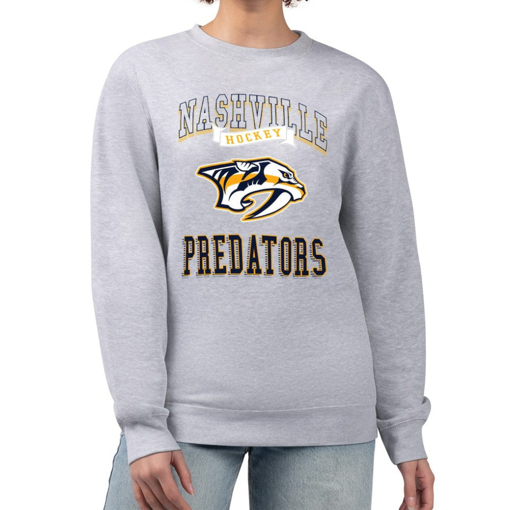 Nashville Predators G-III 4Her by Carl Banks Women's Team Logo Tri-Blend Fleece Pullover Sweatshirt - Heather Gray | NHL online