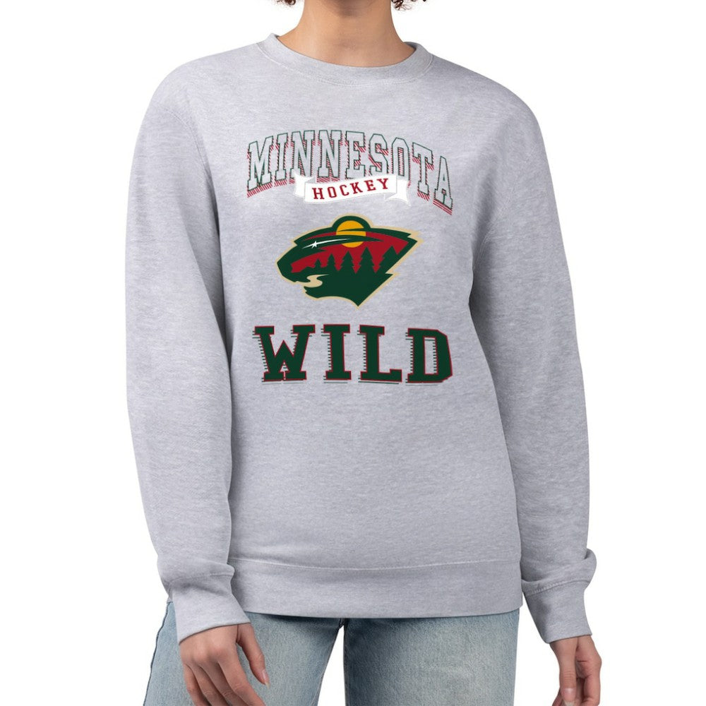 Minnesota Wild G-III 4Her by Carl Banks Women's Team Logo Tri-Blend Fleece Pullover Sweatshirt - Heather Gray | NHL Lifestyle