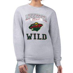 Minnesota Wild G-III 4Her by Carl Banks Women's Team Logo Tri-Blend Fleece Pullover Sweatshirt - Heather Gray | NHL Lifestyle