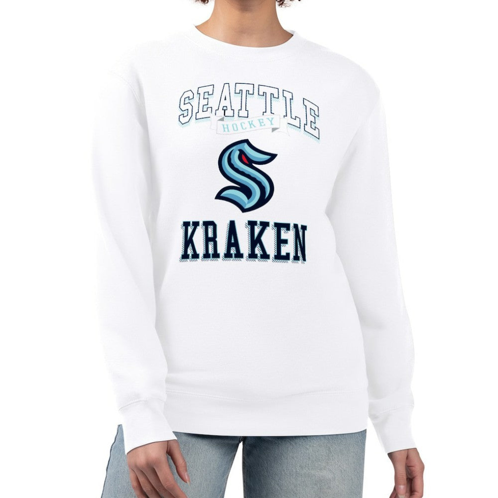 Seattle Kraken G-III 4Her by Carl Banks Women's Team Logo Tri-Blend Fleece Pullover Sweatshirt - White | NHL Lifestyle