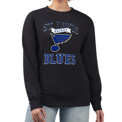 St. Louis Blues G-III 4Her by Carl Banks Women's Team Logo Tri-Blend Fleece Pullover Sweatshirt - Black | NHL Lifestyle