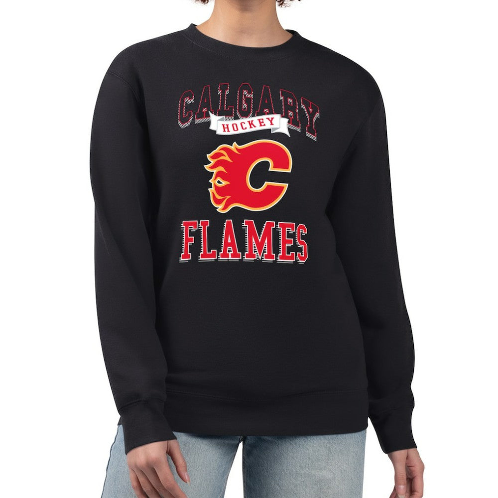 Calgary Flames G-III 4Her by Carl Banks Women's Team Logo Tri-Blend Fleece Pullover Sweatshirt - Black | NHL on sale
