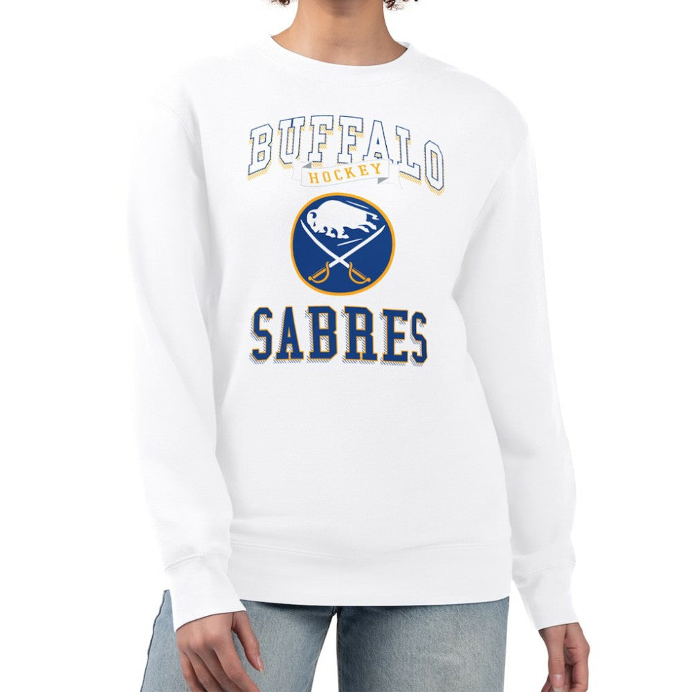 Buffalo Sabres G-III 4Her by Carl Banks Women's Team Logo Tri-Blend Fleece Pullover Sweatshirt - White | NHL Clearance