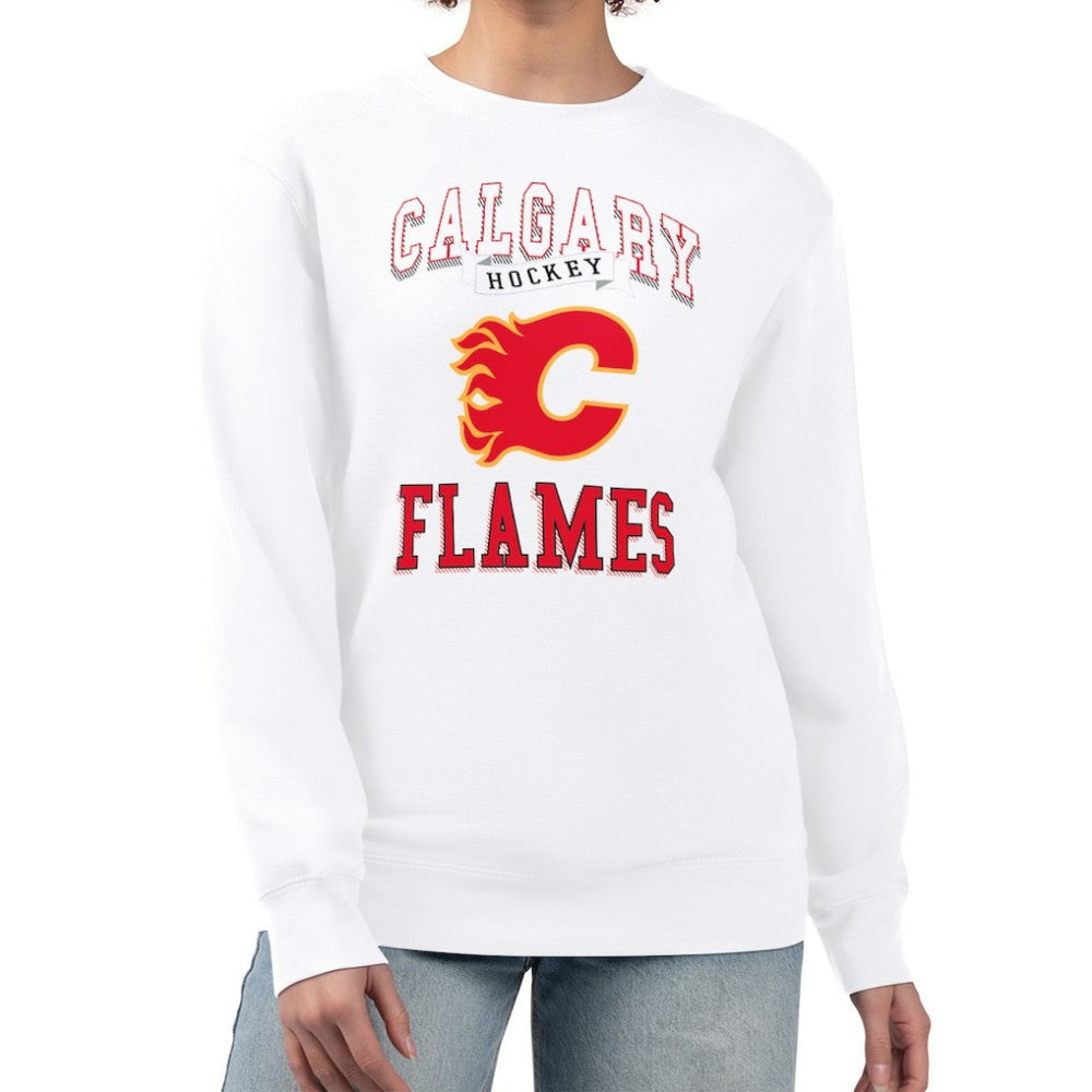 Calgary Flames G-III 4Her by Carl Banks Women's Team Logo Tri-Blend Fleece Pullover Sweatshirt - White | NHL online