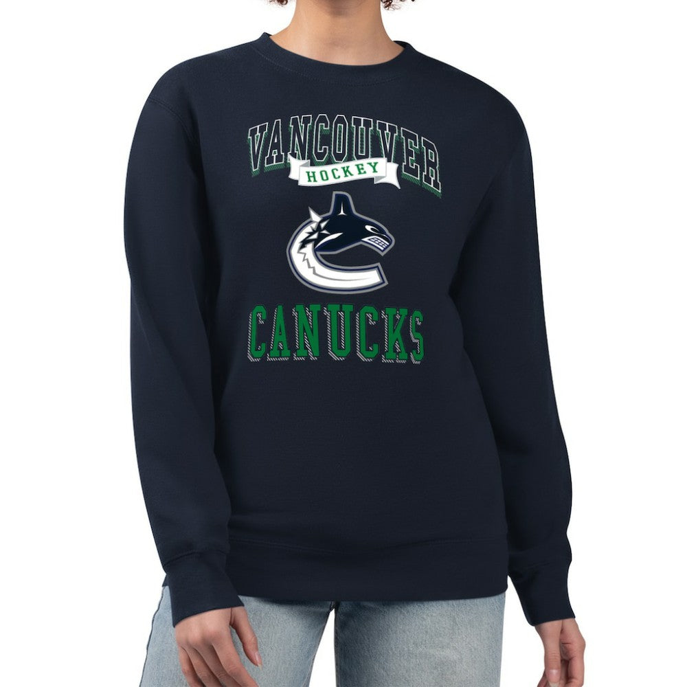 Vancouver Canucks G-III 4Her by Carl Banks Women's Team Logo Tri-Blend Fleece Pullover Sweatshirt - Navy | NHL on sale