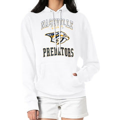 Nashville Predators G-III 4Her by Carl Banks Women's Team Logo Tri-Blend Fleece Pullover Hoodie - White | NHL Lifestyle