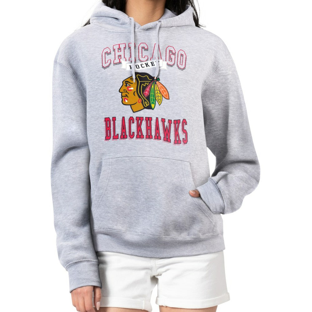 Chicago Blackhawks G-III 4Her by Carl Banks Women's Team Logo Tri-Blend Fleece Pullover Hoodie - Heather Gray | NHL online