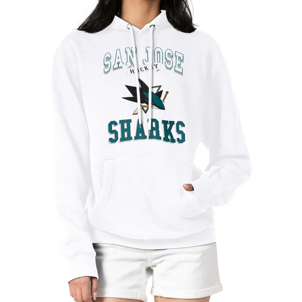 San Jose Sharks G-III 4Her by Carl Banks Women's Team Logo Tri-Blend Fleece Pullover Hoodie - White | NHL Clearance