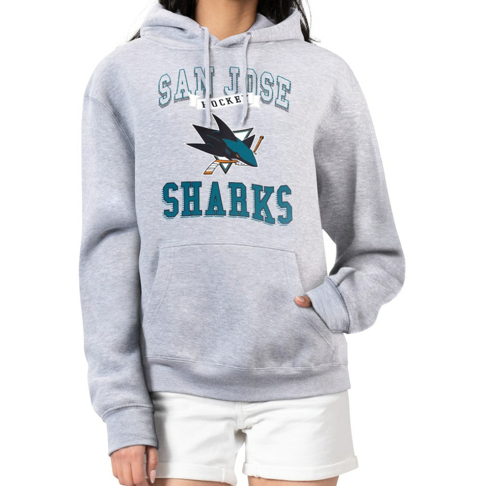 San Jose Sharks G-III 4Her by Carl Banks Women's Team Logo Tri-Blend Fleece Pullover Hoodie - Heather Gray | NHL discount