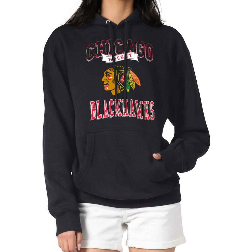 Chicago Blackhawks G-III 4Her by Carl Banks Women's Team Logo Tri-Blend Fleece Pullover Hoodie - Black | NHL discount