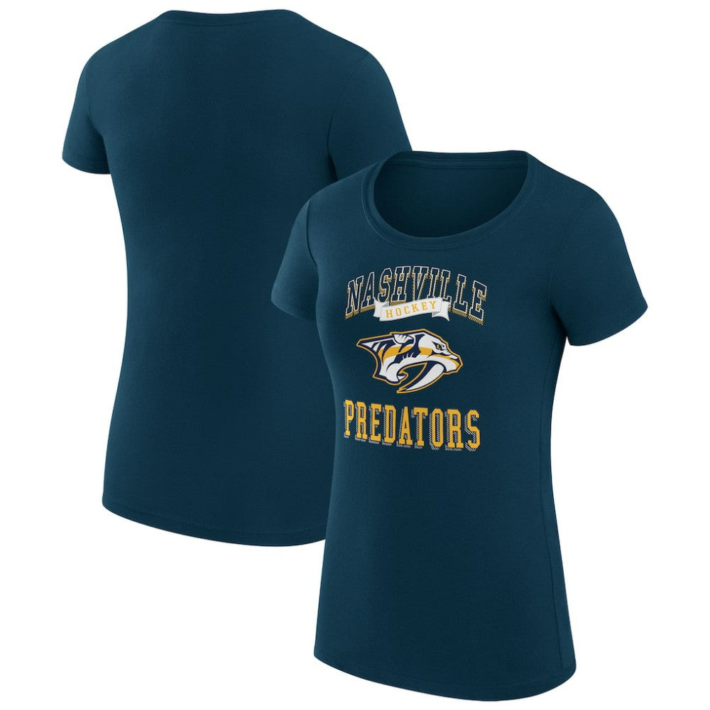Nashville Predators G-III 4Her by Carl Banks Women's Super-Slim Fit Lightweight Team Logo Graphic T-Shirt - Navy | NHL Lifestyle