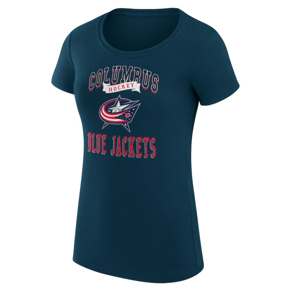 Columbus Blue Jackets G-III 4Her by Carl Banks Women's Super-Slim Fit Lightweight Team Logo Graphic T-Shirt - Navy | NHL online
