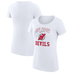New Jersey Devils G-III 4Her by Carl Banks Women's Super-Slim Fit Lightweight Team Logo Graphic T-Shirt - White | NHL Lifestyle