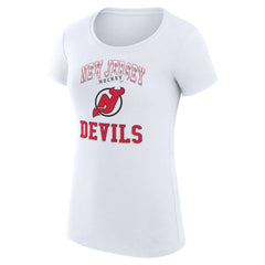 New Jersey Devils G-III 4Her by Carl Banks Women's Super-Slim Fit Lightweight Team Logo Graphic T-Shirt - White | NHL Lifestyle