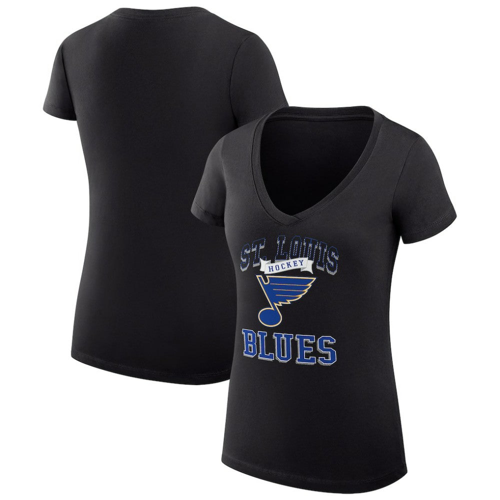 St. Louis Blues G-III 4Her by Carl Banks Women's Super-Slim Fit Lightweight Team Logo Graphic V-Neck T-Shirt - Black | NHL discount
