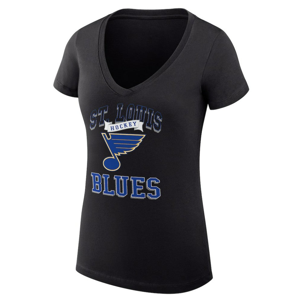 St. Louis Blues G-III 4Her by Carl Banks Women's Super-Slim Fit Lightweight Team Logo Graphic V-Neck T-Shirt - Black | NHL discount