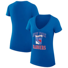 New York Rangers G-III 4Her by Carl Banks Women's Super-Slim Fit Lightweight Team Logo Graphic V-Neck T-Shirt - Blue | NHL discount