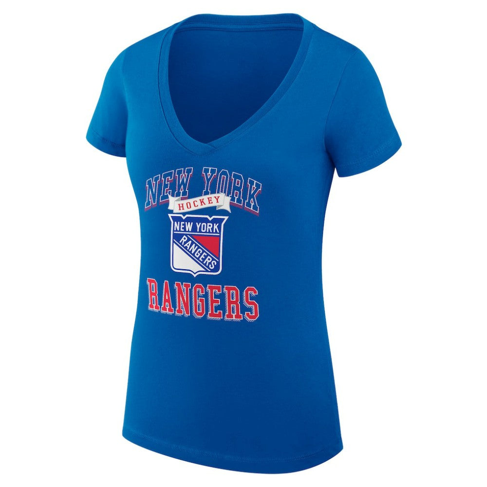 New York Rangers G-III 4Her by Carl Banks Women's Super-Slim Fit Lightweight Team Logo Graphic V-Neck T-Shirt - Blue | NHL discount