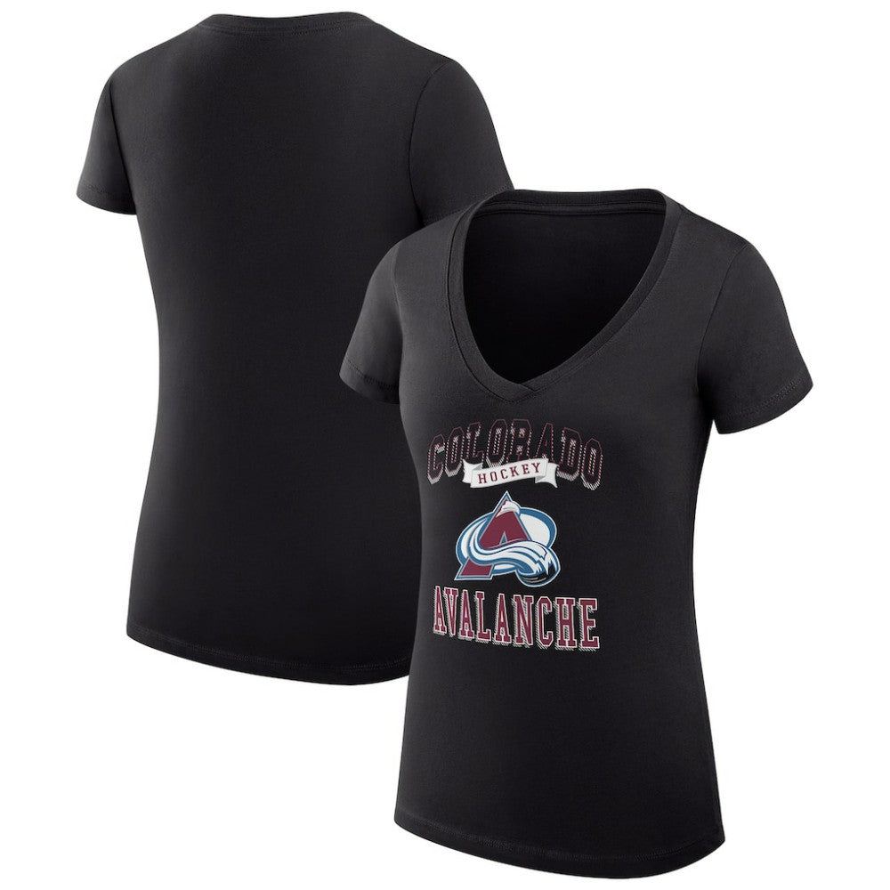 Colorado Avalanche G-III 4Her by Carl Banks Women's Super-Slim Fit Lightweight Team Logo Graphic V-Neck T-Shirt - Black | NHL online