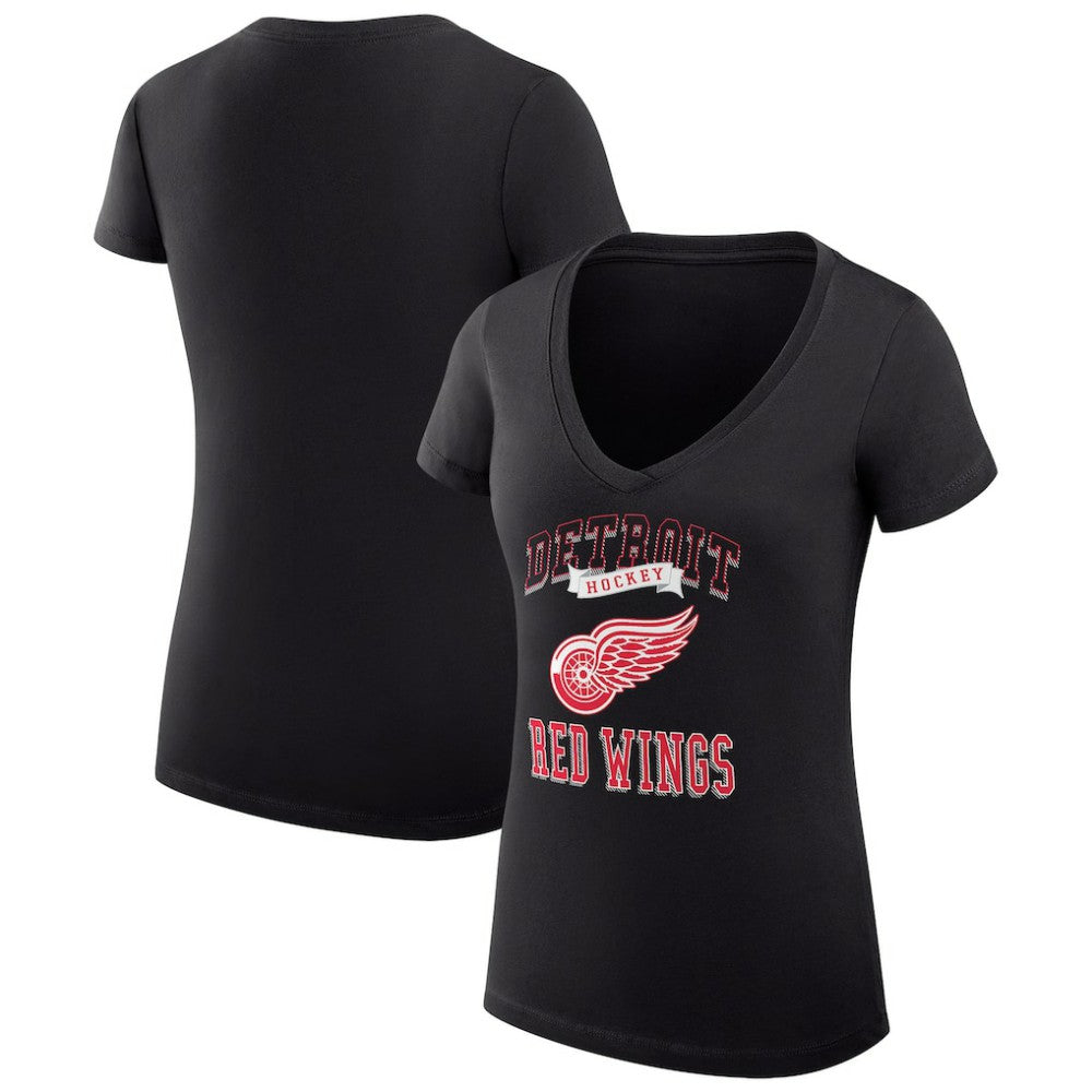 Detroit Red Wings G-III 4Her by Carl Banks Women's Super-Slim Fit Lightweight Team Logo Graphic V-Neck T-Shirt - Black | NHL online
