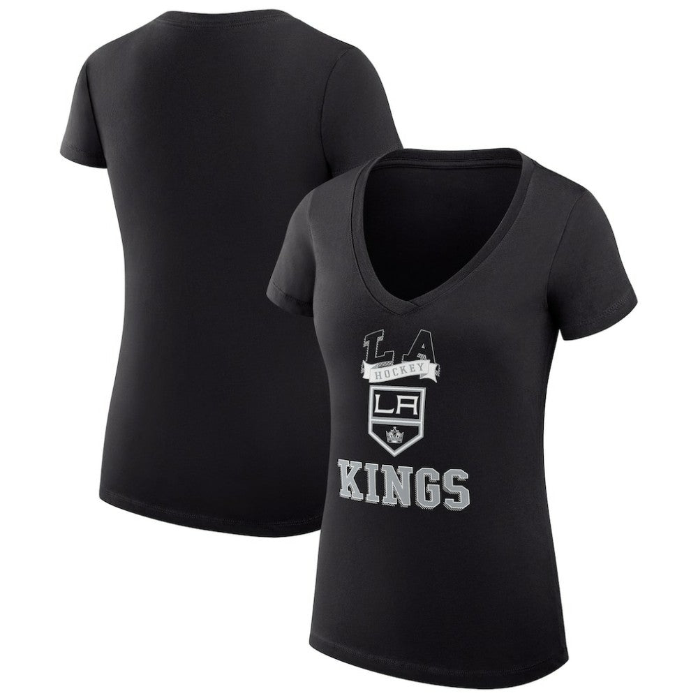 Los Angeles Kings G-III 4Her by Carl Banks Women's Super-Slim Fit Lightweight Team Logo Graphic V-Neck T-Shirt - Black | NHL Clearance