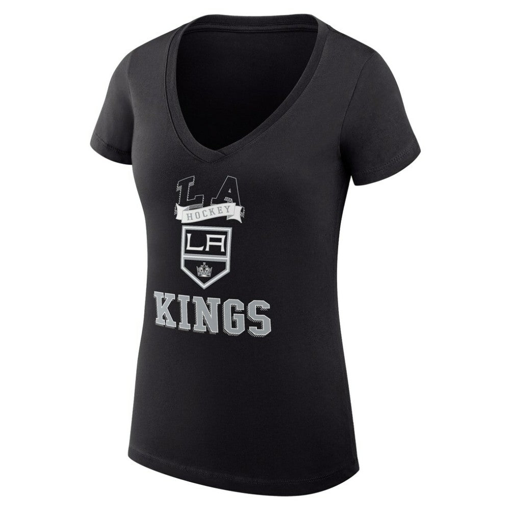 Los Angeles Kings G-III 4Her by Carl Banks Women's Super-Slim Fit Lightweight Team Logo Graphic V-Neck T-Shirt - Black | NHL Clearance
