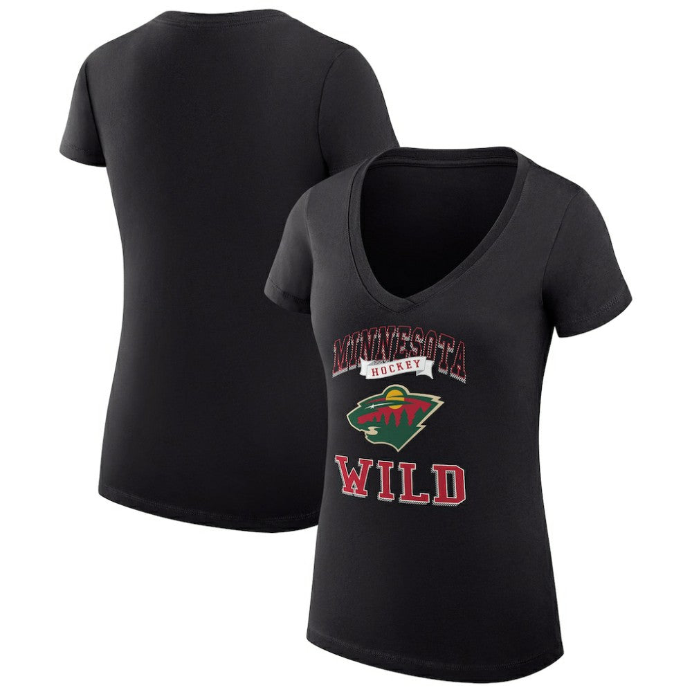 Minnesota Wild G-III 4Her by Carl Banks Women's Super-Slim Fit Lightweight Team Logo Graphic V-Neck T-Shirt - Black | NHL online